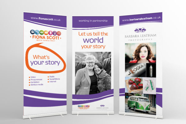 3 Pull Up Banners working together